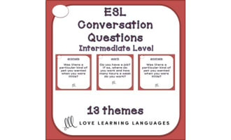 ESL - ELL Intermediate Level - 83 Conversation Cards and Speaking Prompts