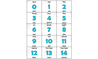 ESL English/Portuguese 0 to 100 Numbers Counting Flashcards