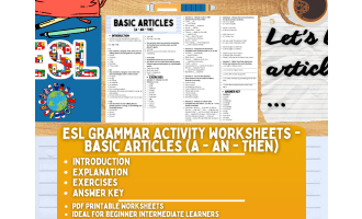 ESL Grammar Activity Worksheets - Basic Articles (A - An - The)