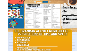 ESL Grammar Activity Worksheets - Prepositions of Time and Space