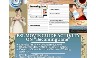 ESL Movie Guide Worksheets on "Becoming Jane"