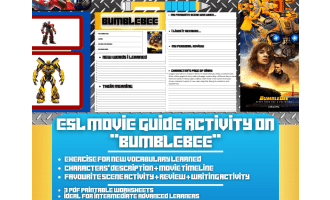 ESL Movie Guide Worksheets on "Bumblebee" - Transformers Prequel