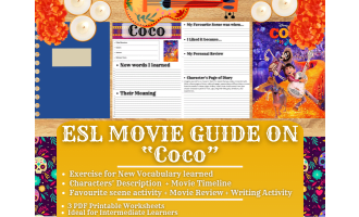 ESL Movie Guide Worksheets on Coco