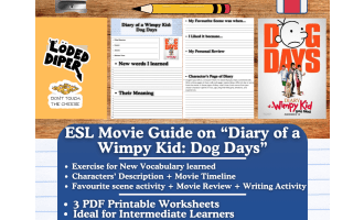 ESL Movie Guide Worksheets on "Diary of a Wimpy Kid: Dog Days"