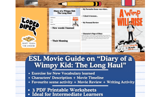 ESL Movie Guide Worksheets on "Diary of a Wimpy Kid: The Long Haul"