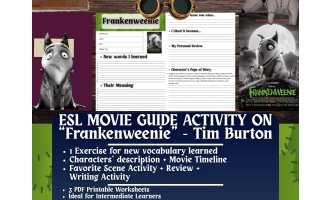 ESL Movie Guide Worksheets on "Frankenweenie" - Tim Burton