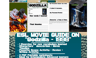 ESL Movie Guide Worksheets on "Godzilla" - 1998 Version