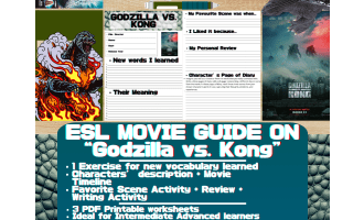 ESL Movie Guide Worksheets on "Godzilla vs. Kong"