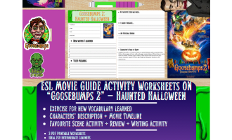 ESL Movie Guide Worksheets on "Goosebumps 2: Haunted Halloween"