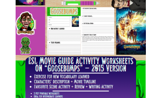 ESL Movie Guide Worksheets on "Goosebumps"