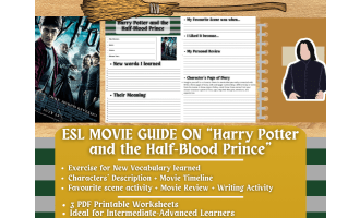 ESL Movie Guide Worksheets on "Harry Potter and the Half-Blood Prince"