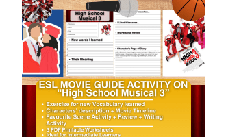 ESL Movie Guide Worksheets on High School Musical 3