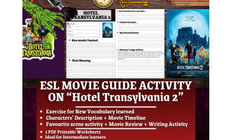 ESL Movie Guide Worksheets on "Hotel Transylvania 2"