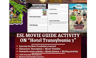 ESL Movie Guide Worksheets on "Hotel Transylvania 3: Summer Vacation"