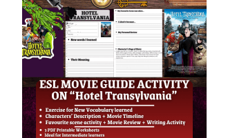 ESL Movie Guide Worksheets on "Hotel Transylvania"