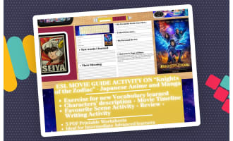 ESL Movie Guide Worksheets on "Knights of the Zodiac" - Japanese Anime