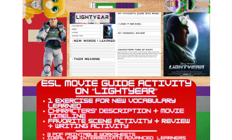 ESL Movie Guide Worksheets on Lightyear