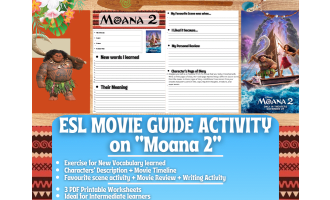 ESL Movie Guide Worksheets on "Moana 2"