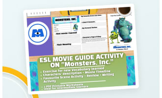 ESL Movie Guide Worksheets on "Monsters, Inc."