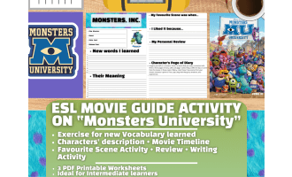 ESL Movie Guide Worksheets on "Monsters University"