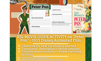 ESL Movie Guide Worksheets on "Peter Pan" - 1953 Disney Animated Film