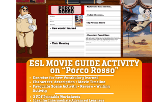 ESL Movie Guide Worksheets on "Porco Rosso" - Studio Ghibli