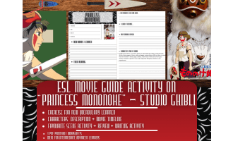 ESL Movie Guide Worksheets on "Princess Mononoke" - Studio Ghibli