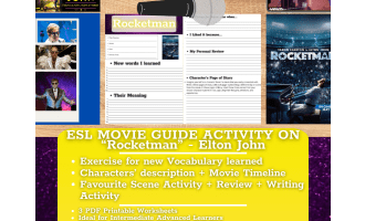 ESL Movie Guide Worksheets on Rocketman - Elton John