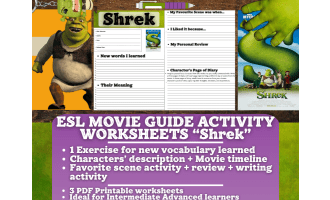 ESL Movie Guide Worksheets on "Shrek"
