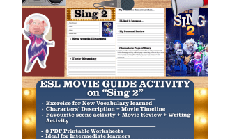 ESL Movie Guide Worksheets on "Sing 2"