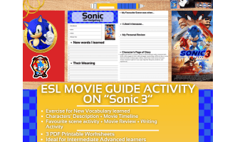 ESL Movie Guide Worksheets on "Sonic the Hedgehog 3"