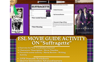 ESL Movie Guide Worksheets on "Suffragette" - Women History Month