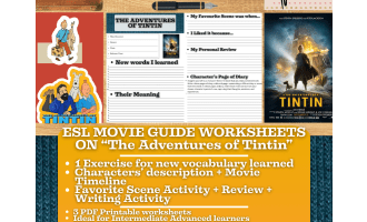 ESL Movie Guide Worksheets on "The Adventures of Tintin"