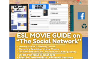 ESL Movie Guide Worksheets on "The Social Network"