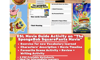 ESL Movie Guide Worksheets on "The Spongebob Squarepants Movie"