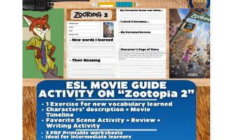 Zootopia 2 ESL Movie Guide – 3-Page Worksheet
