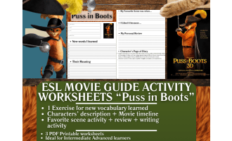 ESL Movie Guide Worksheets - Puss in Boots - 2011 Animated Film