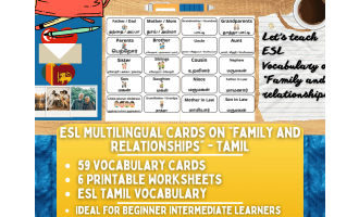 ESL Multilingual Vocabulary Flashcard - Family & Relationships - Tamil