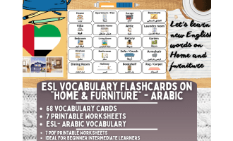 ESL Multilingual Vocabulary Flashcard - Home & Furniture - Arabic