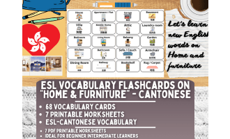 ESL Multilingual Vocabulary Flashcard - Home & Furniture - Cantonese