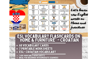 ESL Multilingual Vocabulary Flashcard - Home & Furniture - Croatian