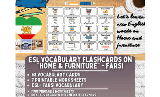 ESL Multilingual Vocabulary Flashcard - Home & Furniture - Farsi