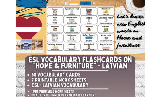 ESL Multilingual Vocabulary Flashcard - Home & Furniture - Latvian