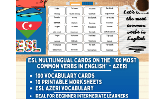 ESL Multilingual Vocabulary Flashcards - 100 most common verbs - Azeri