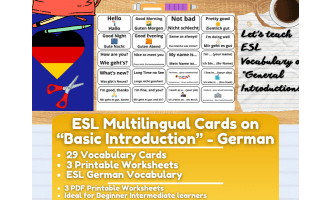 ESL Multilingual Vocabulary Flashcards - Basic Introductions - German