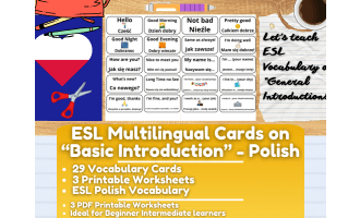 ESL Multilingual Vocabulary Flashcards - Basic Introductions - Polish