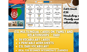 ESL Multilingual Vocabulary Flashcards - Family & Relationships - Dari