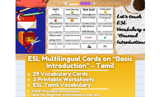 ESL Multilingual Vocabulary Flashcards - General Introduction - Tamil
