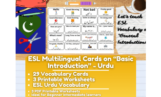 ESL Multilingual Vocabulary Flashcards - General Introduction - Urdu
