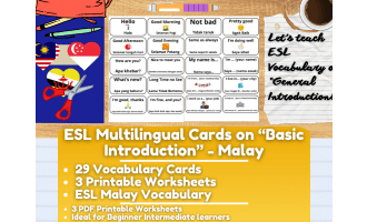 ESL Multilingual Vocabulary Flashcards - General Introductions - Malay
